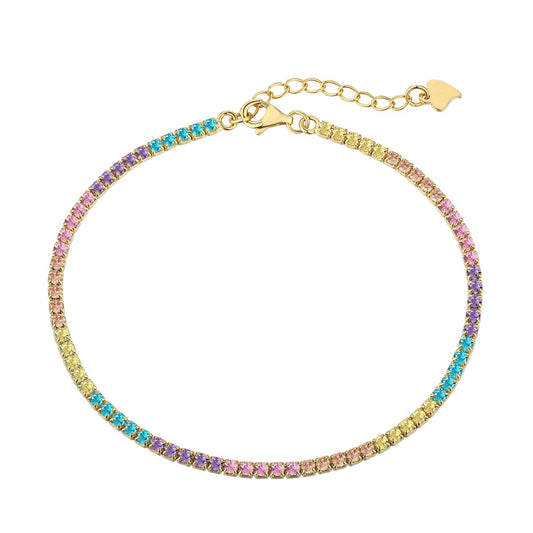 [Rose Jewellery]Dazzling Colorful Round Cut Daily Bracelet