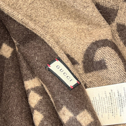 PONCHO 200 CM IN CHOCOLATE BROWN MONOGRAM CASHMERE 405021