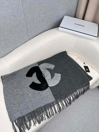 SCARF 200 CM IN MOUSE GRAY CASHMERE AND WOOL 399795