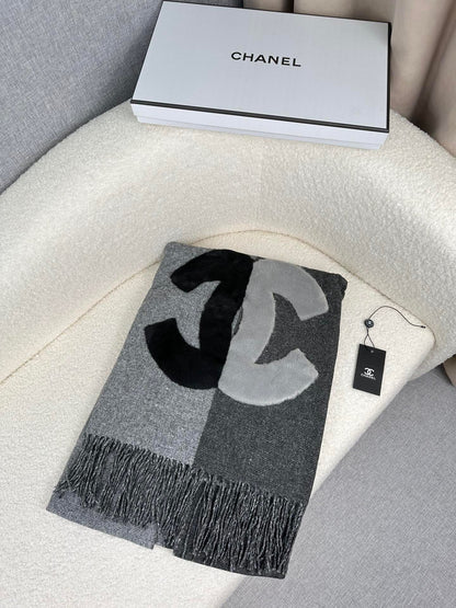 SCARF 200 CM IN MOUSE GRAY CASHMERE AND WOOL 399795