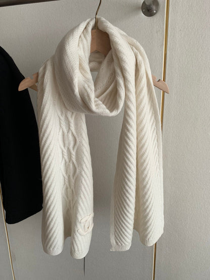 KNIT SCARF 200 CM IN WHITE CASHMERE 392882