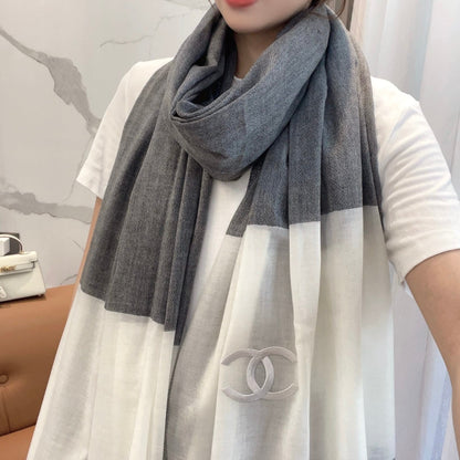 SCARF 200 CM IN MOUSE GRAY MIX WHITE CASHMERE 402261