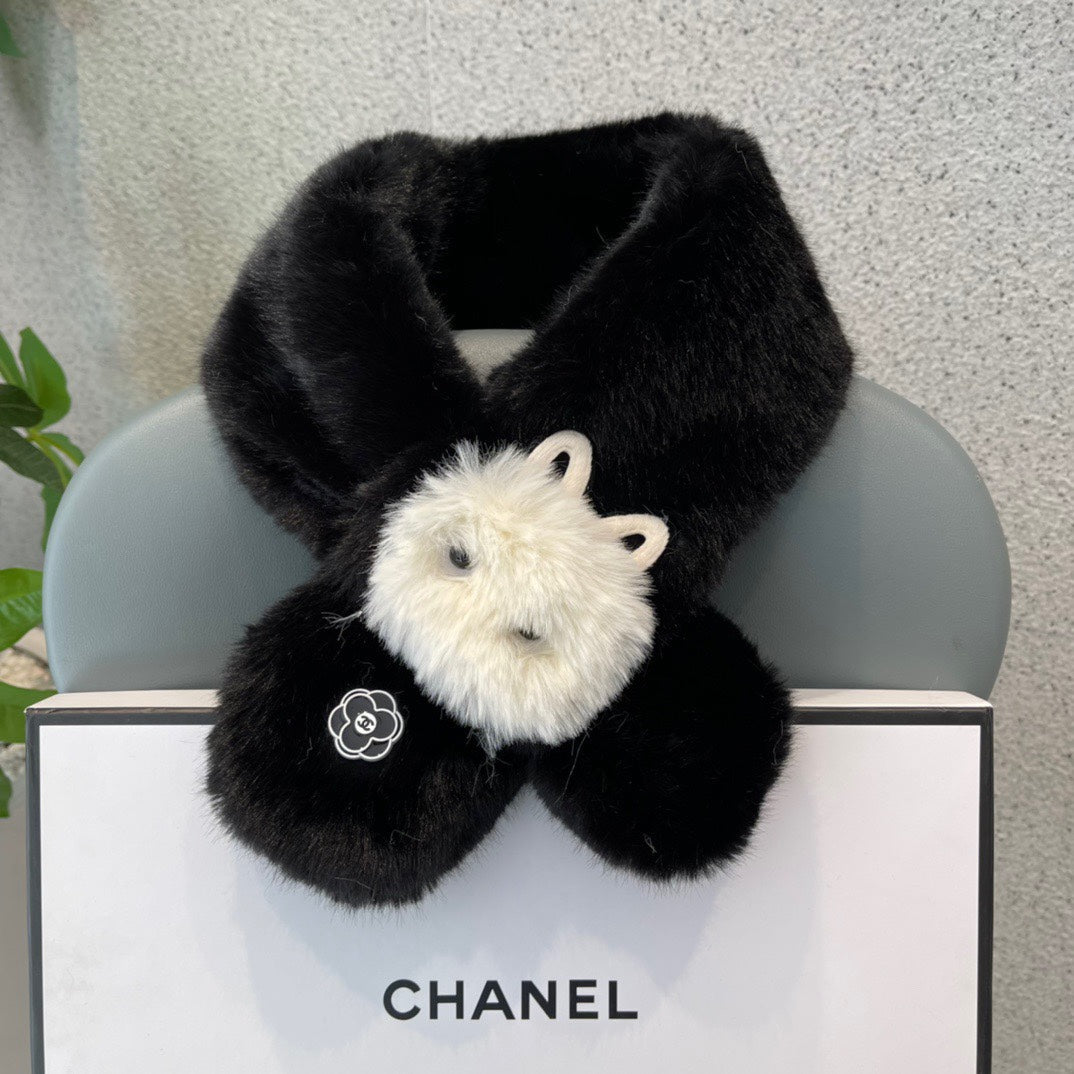 SCARF IN BLACK RABBIT FUR 397450