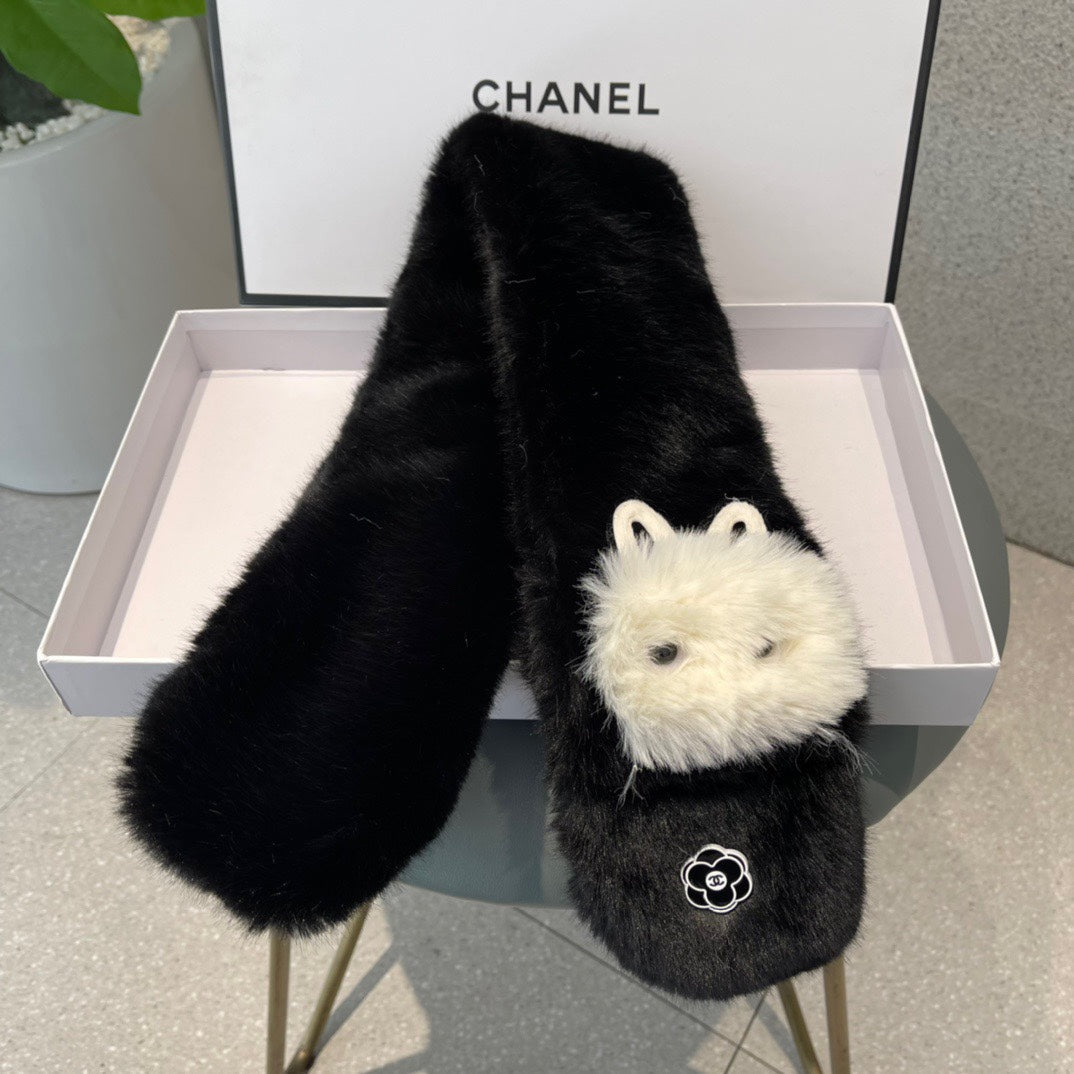 SCARF IN BLACK RABBIT FUR 397450