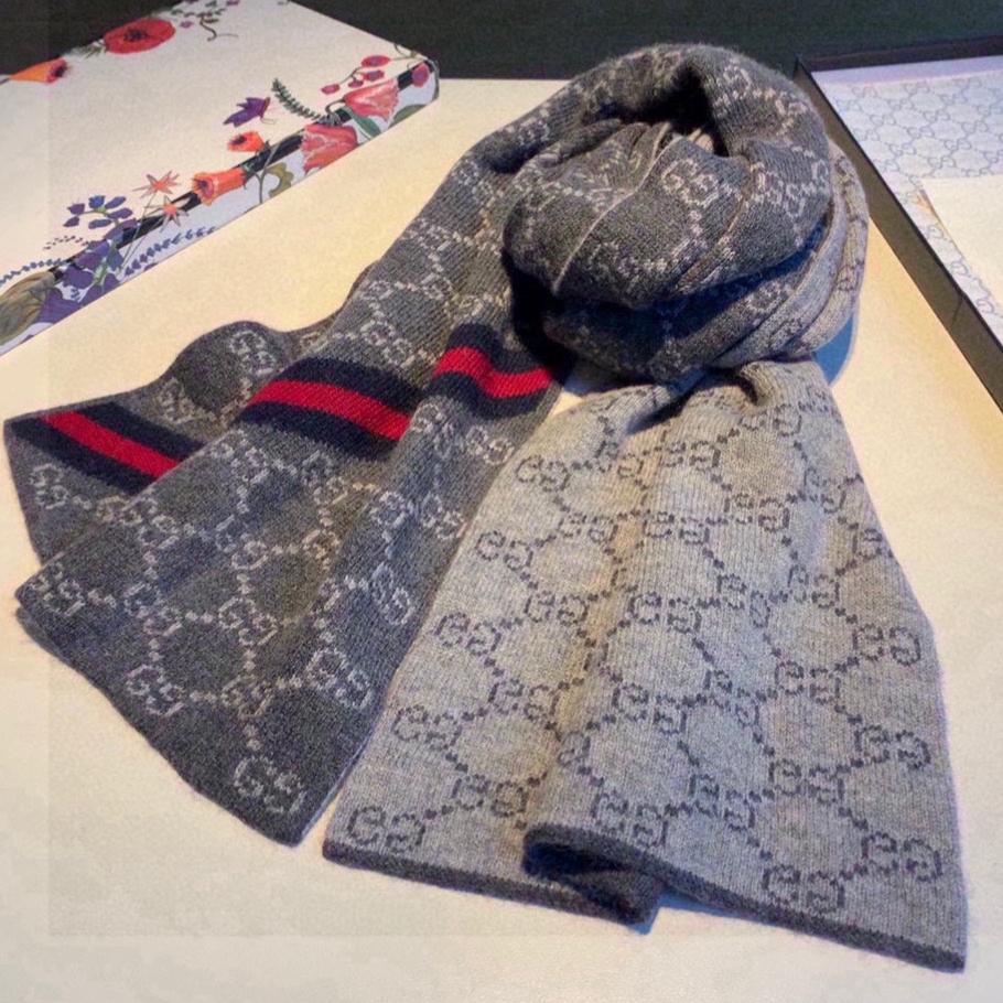 CLASSIC SCARF 180 CM IN DARK GRAY MONOGRAM CASHMERE 401994