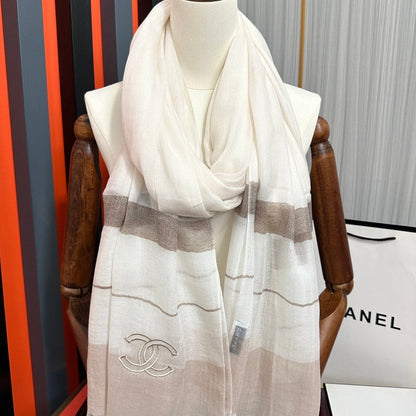 SCARF 200 CM IN TAN BEIGE SILK AND CASHMERE 400024