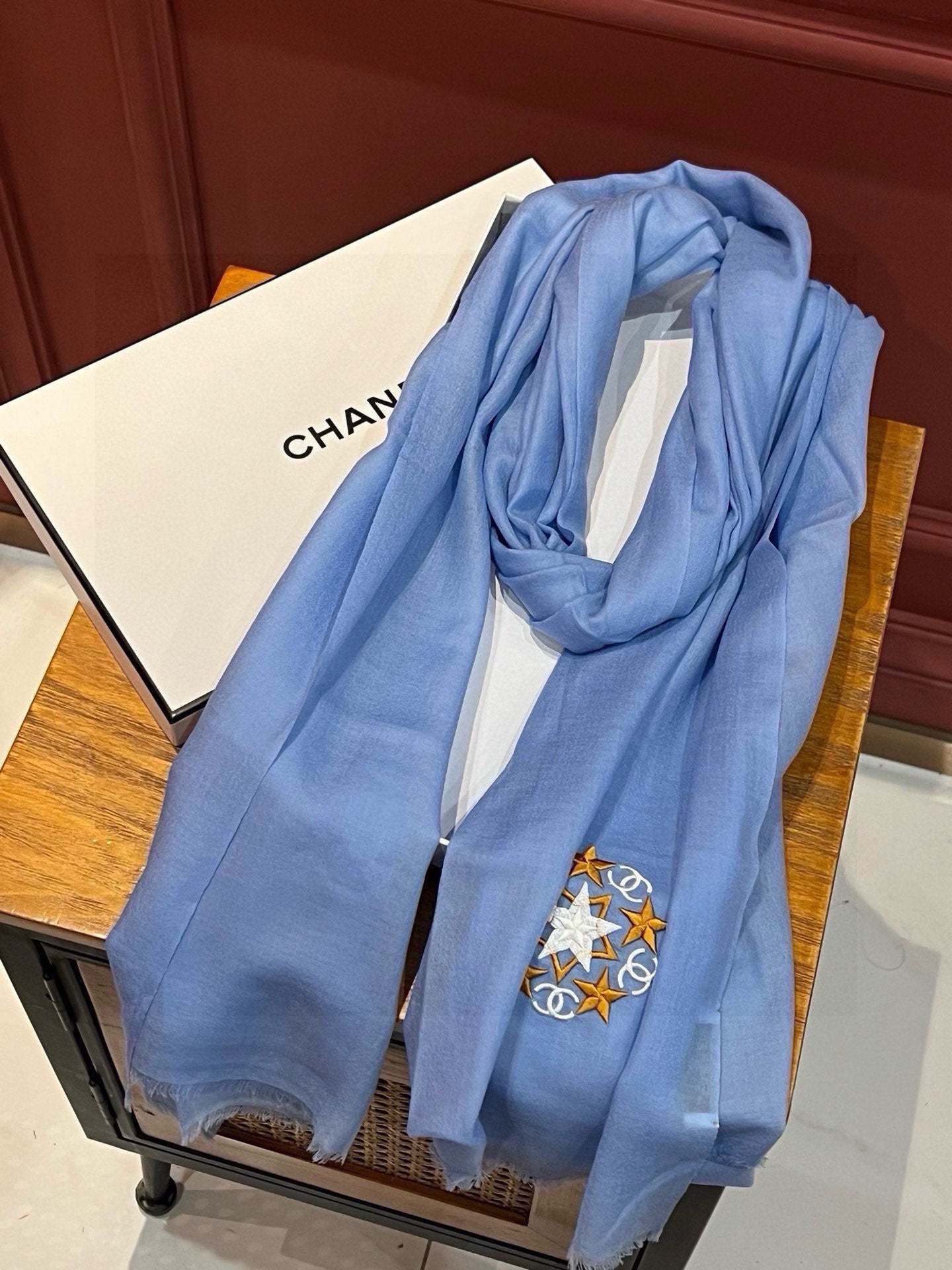 SCARF 200 CM IN ELECTRIC BLUE CASHMERE 394616