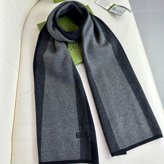 SCARF 180 CM IN BLACK MIX DARK GRAY CASHMERE 398446